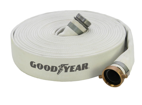 2" x 50' White Heavy Duty Mill Water Discharge Hose M x F Threaded NPSH