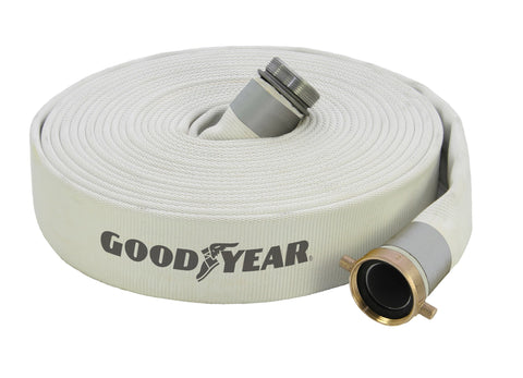 3" x 50' White Mill Water Discharge Hose M x F Threaded NPSH