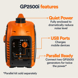 Portable Inverter Generator, 2500i With COsense 49ST