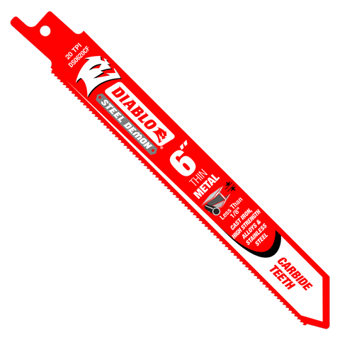 6 in. Steel Demon Carbide Recip Blades for Thin Metal (less than 1/8 in.) Cutting - Onsite Concrete Supply