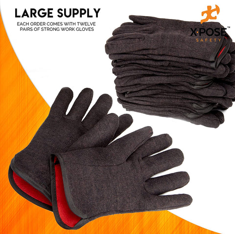 Fleeced Lined Brown Jersey Gloves Sold by Dozen -Size Mens - Onsite Concrete Supply