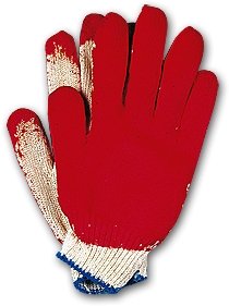 POLYESTER KNIT GLOVES PALM FINGER REDCOATED 10 PR. size M - Onsite Concrete Supply