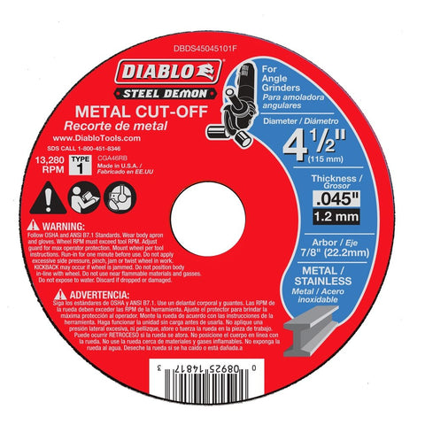 Steel Demon 4-1/2 in. Type 1 Metal Cut-Off Disc - Onsite Concrete Supply