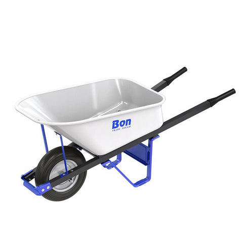 TRADE TOUGH? STEEL TRAY WHEEL BARROW - 6 CU FT - SINGLE RIBBED TIRE - STEEL HANDLE - Onsite Concrete Supply